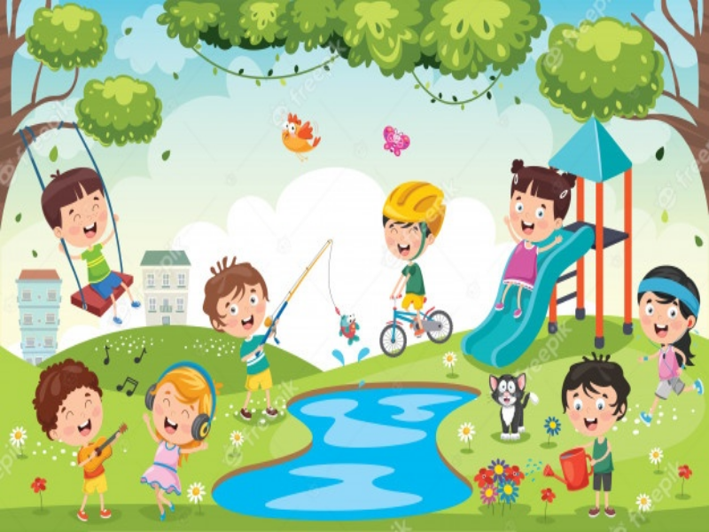 niños jugando en un parque puzzle
